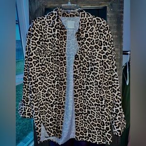 H&M oversized leopard shirt jacket